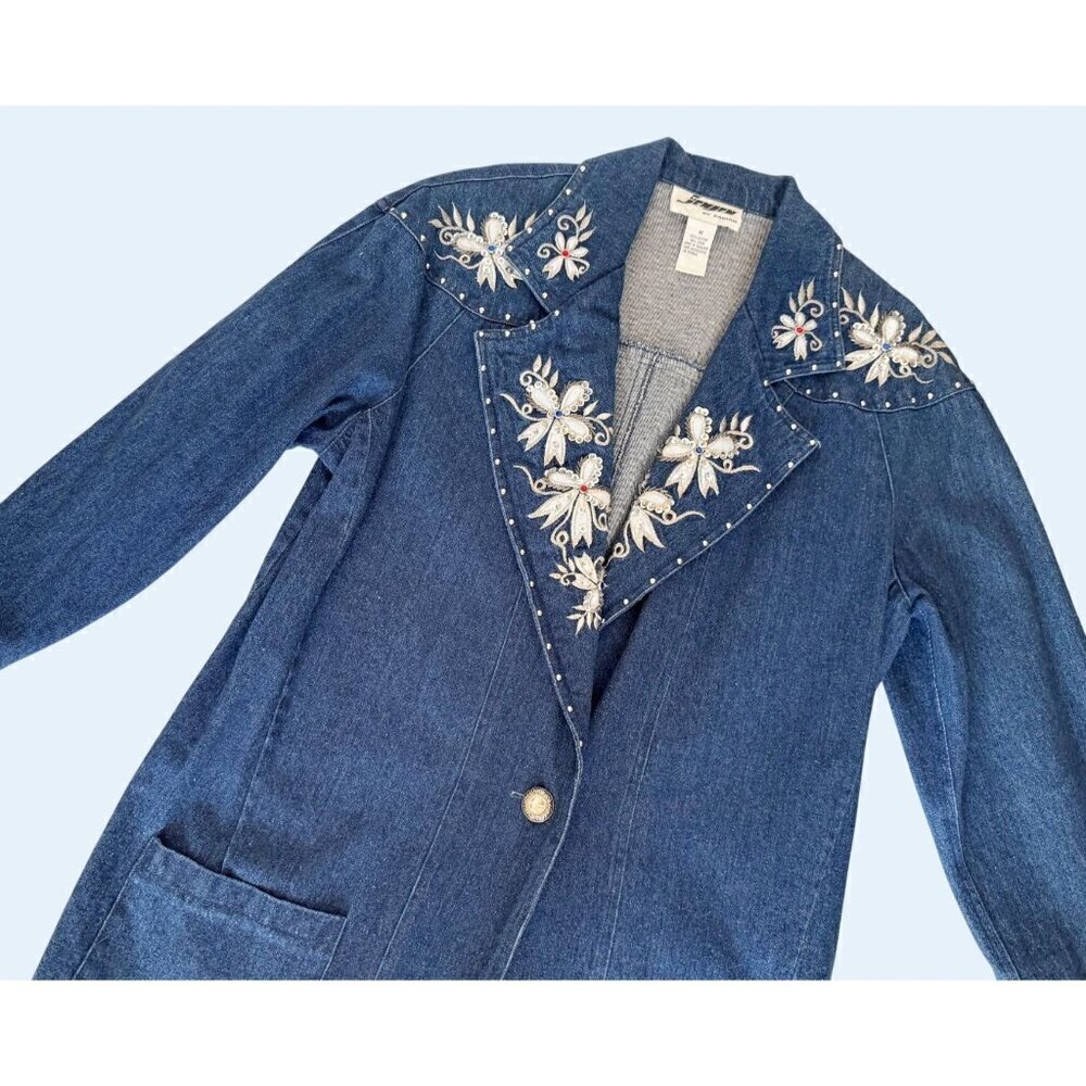 Vintage JENJEN by Darian 80s / 90s Denim Blazer Jacket Sz M